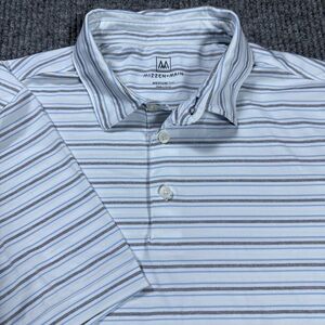 Mizzen + Main Versa Polo Shirt Mens Size M Trim White Blue Performance Golf